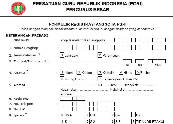 Pendaftaran PGRI Bungo - Persatuan Guru Republik Indonesia Cabang Bungo